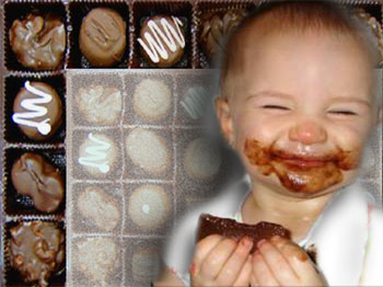 baby with chocolate smile